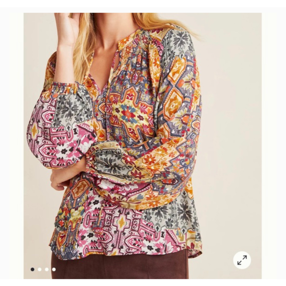 Kachel X Anthropologie Ambrosia Peasant Blouse Size L - Picture 4 of 17